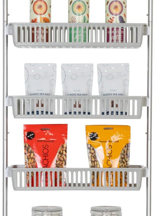 Smart Design Over-the-Door Organizer for Storage – Perfect for Pantry Organization, Bedroom, Bathroom Storage, Playroom, or Kitchen - Adjustable Steel Frame with 6 Baskets & Wall Mount – Grey …