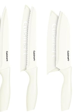 Cuisinart Knife Set, 12pc Ceramic Coated Knife Set with 6 Blades & 6 Blade Guards, Lightweight, Stainless Steel, Durable & Dishwasher Safe (Cream)