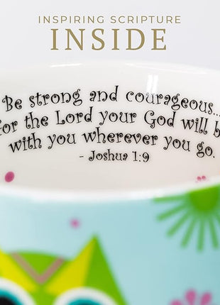 Divinity Boutique Owl Mug - Inspirational Ceramic Coffee Mug with Scripture for Women, Mom, Friends, Owl Lovers that is Colorful and Dishwasher Safe