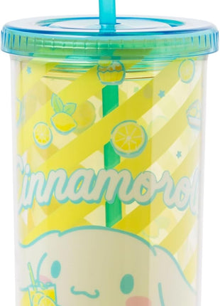 Silver Buffalo Sanrio Hello Kitty and Friends Cinnamoroll Lemons and Lemonade Plastic Cold Cup with Lid and Straw, 20 Ounces