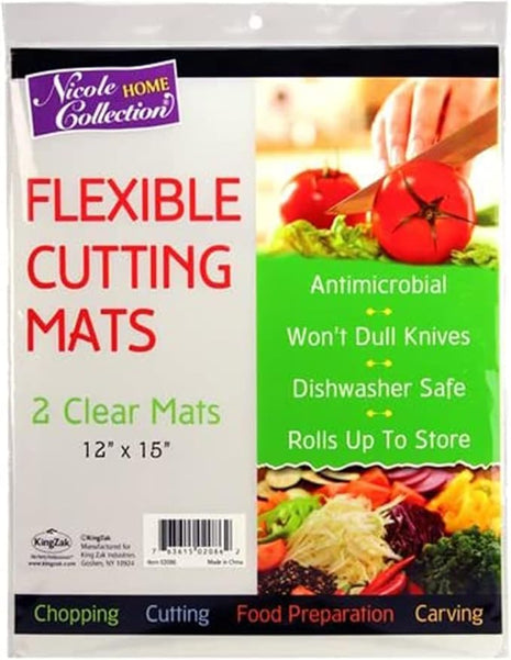 Flexible Plastic Cutting Board Mats set, Clear Kitchen Cutting Board Set of 2 Clear Mats
