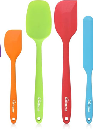 NileHome Silicone Spatula Set, 6 Pieces Food Grade Kitchen Utensils with Silicone Brush Heat Resistant Dishwasher Safe BPA-Free Rubber Spatula for Scraping, Baking, Cooking, Mixing-Multicolor