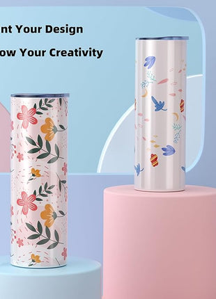 MURRICON Sublimation Tumblers 20 oz Skinny Straight,Stainless Steel Sublimation Blanks Skinny Tumbler,Double Wall Vacuum Insulated Tumblers,with lid and straw,8 Pack