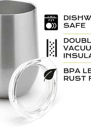 BALIBETOV 5 pcs large Yerba Mate Cup and Bombilla Kit, Includes one 12 oz Yerba Mate Gourd with Lid, Two Bombillas Mate Straw and one cleaning brush | Stainless steel | Double Walled