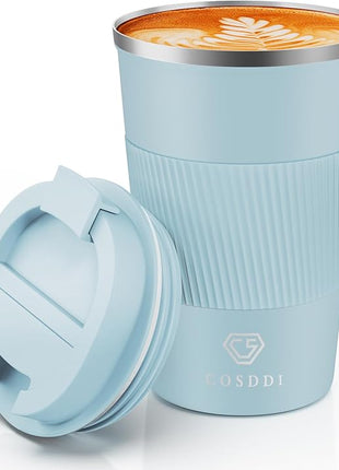 CS COSDDI 12 oz Stainless Steel Vacuum Insulated Tumbler - Coffee Travel Mug Spill Proof with Lid - Coffee Cups for Keep Hot/Ice Coffee,Tea and Beer (3rd pale blue)