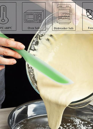 Nonstick Silicone Knife Shaped Flexible Kitchen Spatula Scraper Turner,Kitchen Cooking Utensils With Nylon Core (Green)