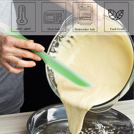 Nonstick Silicone Knife Shaped Flexible Kitchen Spatula Scraper Turner,Kitchen Cooking Utensils With Nylon Core (Green)