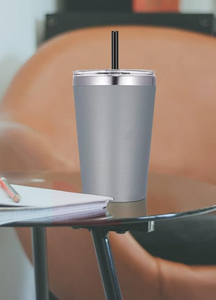 VEGOND 12oz Tumbler Stainless Steel Tumbler bulk Vacuum Insulated Double Wall Travel Tumbler with Lid and Straw Reusable Tumbler, Grey 1 Pack