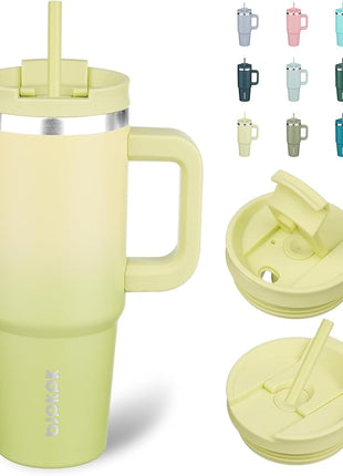 BJPKPK 30 oz Tumbler With Handle Insulated Tumblers With Lid And Straw Stainless Steel Thermal Cup,Lime