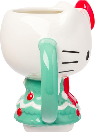 Silver Buffalo Sanrio Hello Kitty Holiday Christmas Tree Dress 3D Sculpted Ceramic Mug, 20 Ounces