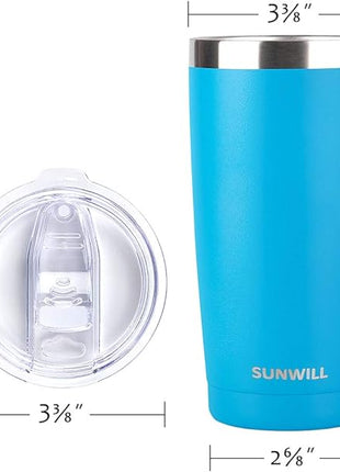 SUNWILL Travel Coffee Tumbler 20 oz, Insulated Mug with Lid, Stainless Steel Cup for Outdoor, Powder Coated Royal Blue