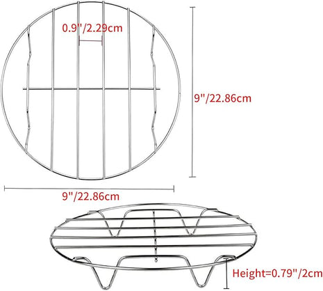 TamBee 9 Inch Round Cooling Racks for Cooking and Baking 304 Stainless Steel Cooling Racks Baking and Cooling Steaming Rack w Stand Cookware for Air Fryer Pressure Cooker Canning