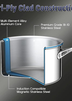 Cooks Standard Multi-Ply Clad Stainless Steel Cookware Set, 9 Piece, Silver