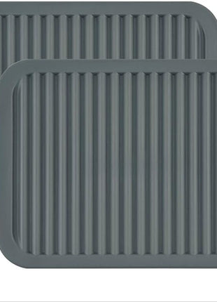 Smithcraft Silicone Trivets for Hot Dishes, Pots and Pans, Hot Pads for Kitchen, Heat Resistant Mat Quartz Countertops, Silicone Mats for Kitchen Counter, Table Pot Holders Trivet mat Set 2 Dark Grey