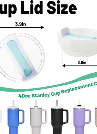 40 OZ Tumbler Lid Replacement Fit for Stanley Cup, 2 Pack Clear Replacement Lids Fit for Stanley Travel Tumbler, Spill Proof Tumbler Covers for Stanley Cup Accessories (Clear - Blue)