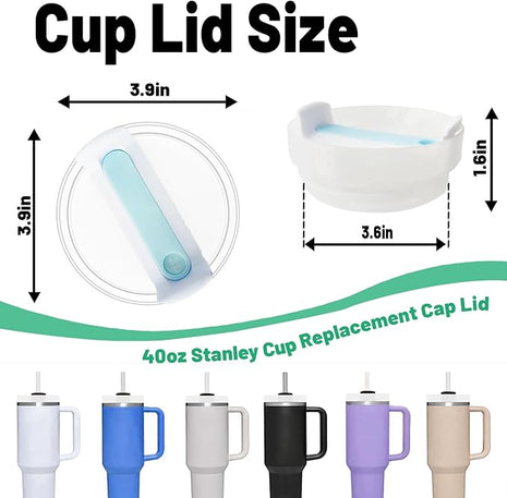 40 OZ Tumbler Lid Replacement Fit for Stanley Cup, 2 Pack Clear Replacement Lids Fit for Stanley Travel Tumbler, Spill Proof Tumbler Covers for Stanley Cup Accessories (Clear - Blue)