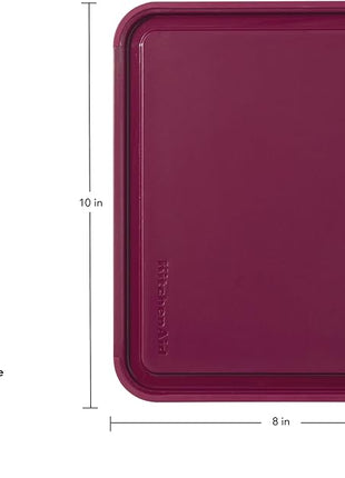 KitchenAid Classic Plastic Cutting Board with Perimeter Trench and Non Slip Edges, Dishwasher Safe, 8 x 10 inch, Beetroot