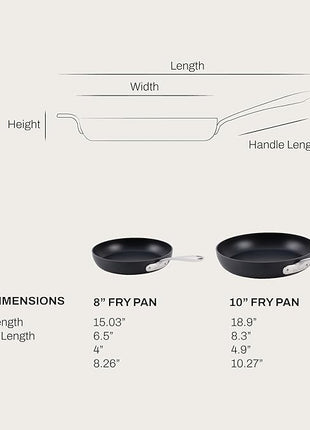 All-Clad HA1 Hard Anodized Non Stick Fry Pan Set 2 Piece, 8, 10 Inch, Induction, Oven Broiler Safe 500F, Pots and Pans Set, Kitchen Frying Pans, Skillets, Premium Cookware, Home, Dishwasher Safe Black