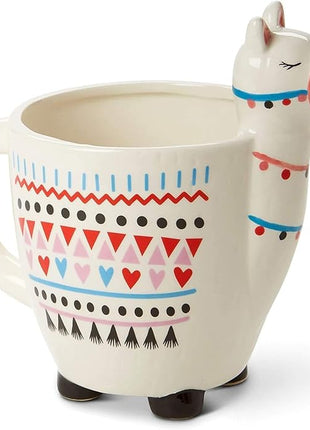 VOTUM Animal-Shaped Llama Coffee Mug, 18.6 fl. oz. - Handmade, Adorable Tea Cup with Printed Como Te Llama Writing - Premium Ceramic Gifts for Women & Men