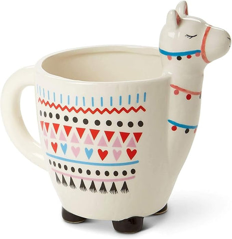 VOTUM Animal-Shaped Llama Coffee Mug, 18.6 fl. oz. - Handmade, Adorable Tea Cup with Printed Como Te Llama Writing - Premium Ceramic Gifts for Women & Men