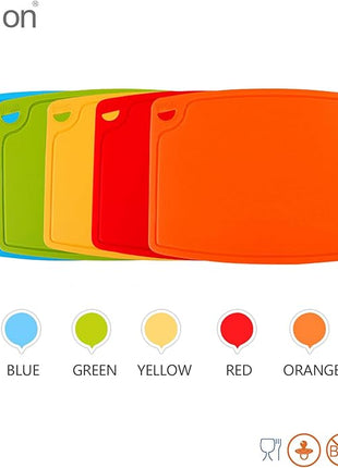 Liflicon Thick Silicone Cutting Board 12.6'' x 9.1'' Juice Grooves Easy Grip Handle Dishwasher Safe-Green
