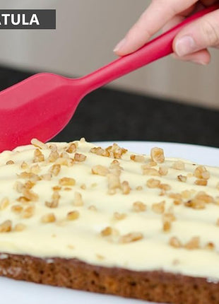 NileHome 4 Pack Silicone Spatula and Grilling Tongs Kitchen Utensils with Silicone Brush Heat Resistant BPA-free Rubber Spatula for Scraping, Baking, Cooking, Mixing-Red