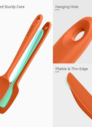 U-Taste Silicone Baking Spatula Set: 600ºF High Heat Resistant, Food Grade Flexible Rubber Kitchen Cooking Mixing Scraper, Food Grade Seamless Utensil for Nonstick Cookware Set of 3 (Colorful)