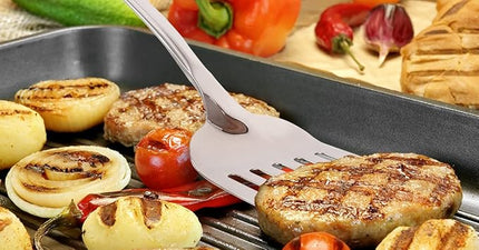 Zulay Kitchen Stainless Steel Slotted Turner - 14.8” Heat-Resistant Metal Spatula for Cooking, Frying & Grilling - Durable, Rust-Proof & Dishwasher Safe Kitchen Utensil for Everyday Use