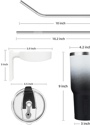 BJPKPK Tumbler With Handle And Straw 40 oz Insulated Tumblers With Lid Stainless Steel Travel Coffee Cups,Day Night