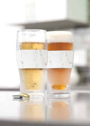 Host Freeze, Frozen Mugs, Freezable Pint Set, Beer Keep Your Drinks Cold, Double Walled Insulated Glasses, Tumbler for Iced Coffee, 16oz, Set of 2, Marble