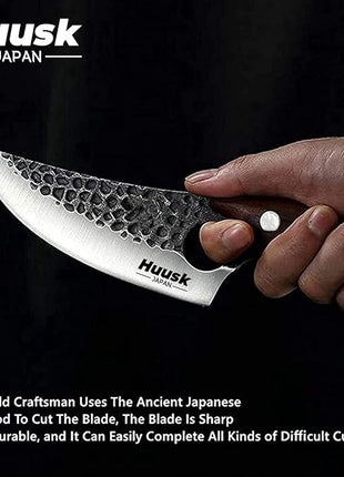 Smith Chu Forged Viking Knives - Husk Chef and Butcher Knife Set, Fishing Filet & Bait Knife, Japanese Boning Knife, Meat Cleaver for Kitchen or Camping - Gift for Dad