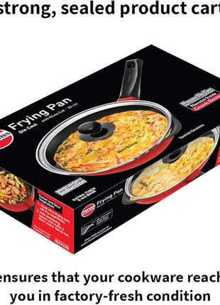 HAWKINS 24 cm Die Cast Induction Compatible Frying Pan with Glass Lid, Red (IDCF24G)