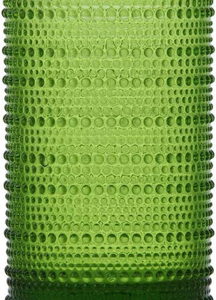 Fortessa Jupiter Beaded Hobnail Glass, 13 Ounce Iced Beverage (Set of 6), Fern Green