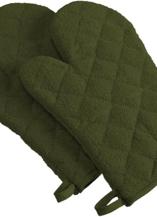 DII Basic Terry Collection 100% Cotton Quilted, Oven Mitt, Sage, 2 Piece