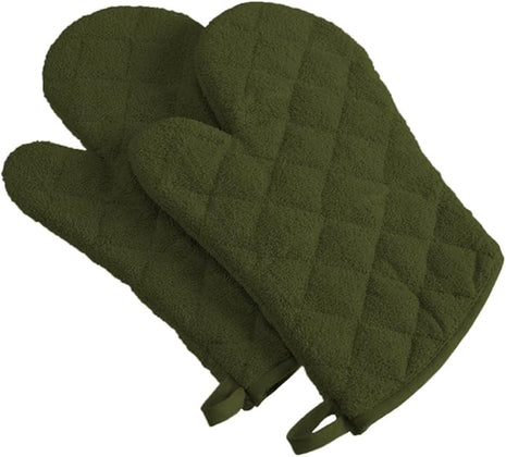 DII Basic Terry Collection 100% Cotton Quilted, Oven Mitt, Sage, 2 Piece