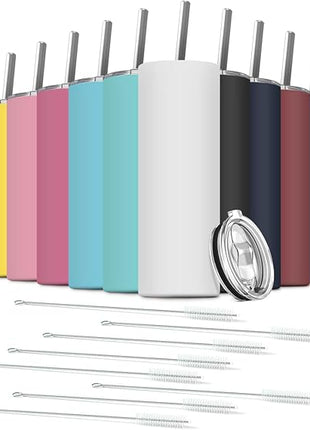 Tumbler with Straw and Lid, Insulated Coffee Travel Mug Tumbler 20 oz Stainless Steel Double Wall Reusable for Iced Drink, Women and Men Gift, Home Office, Outdoor