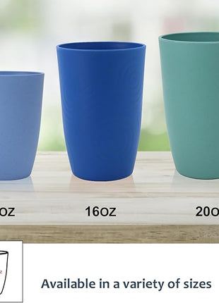 Homienly Wheat Straw Cups 6 PCS Plastic Cups Reusable Unbreakable Drinking Cup Dishwasher Safe Water Glasses (16 OZ,Blue Sky)