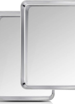TeamFar Baking Sheet, 20’’×14’’×1’’, Cookie Sheet Half Sheet Baking Pans Stainless Steel, Non Toxic & Healthy, Heavy Duty & Thick Gauge, Mirror Finish & Dishwasher Safe - 2 Piece