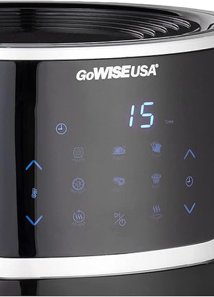 GoWISE USA GW22966 Fryer & Dehydrator Electric Air Fryer with Digital Touchscreen + Recipe Book, 5-Qt, Black/Silver