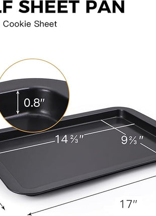 HONGBAKE Nonstick Cookie Sheets for Baking, Baking Sheet for Oven with Wider Grip, 17x11.5 in Half Sheet Pan, Commercial Cooking Tray