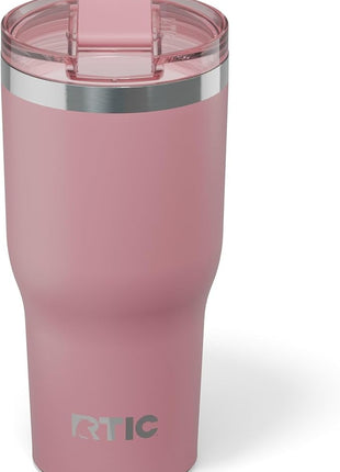 RTIC 30oz Essential Tumbler with Lid, Ceramic Lined, Insulated, Stainless Steel, Metal, Double Wall Vacuum-Insulation, Travel Cup for Iced Coffee, Tea, Hot and Cold Drink, Dusty Rose