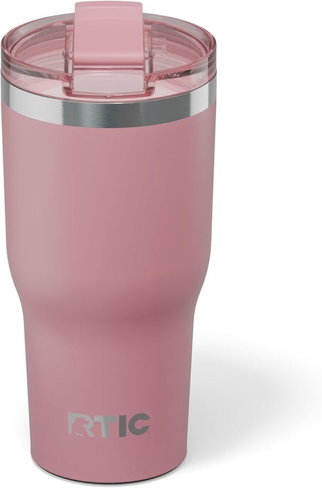 RTIC 30oz Essential Tumbler with Lid, Ceramic Lined, Insulated, Stainless Steel, Metal, Double Wall Vacuum-Insulation, Travel Cup for Iced Coffee, Tea, Hot and Cold Drink, Dusty Rose