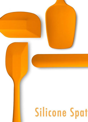 4 Piece Silicone Spatula Set, Flexible Heat Resistant Non-scratch Baking Cooking Rubber Spatulas with Stainless Steel Core, Orange