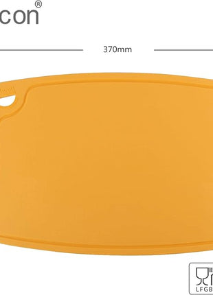 Liflicon Extra Large Thick Silicone Cutting Boards for Kitchen 14.6'' x 10.43'' Flexible Cutting Chopping Boards/Mats Non-slip Deep Drip Juice Groove, Dishwasher Safe-Yellow