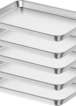Baking Sheet Set of 5, Bastwe 18 inch Commercial Grade Stainless Steel Baking Pan, Professional Bakeware Oven Tray, Healthy & Non-toxic, Rust Free & Mirror Finish, Easy Clean & Dishwasher Safe
