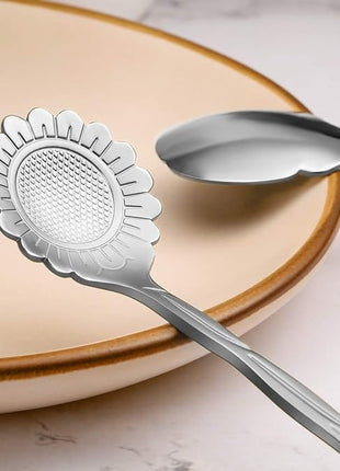 Chengu 8 Pieces Flower Coffee Tea Spoons Stainless Steel Sugar Spoons Tea Party Flower Fancy Tableware Set Stir Bar Creative Stirring Teaspoon, 8 Different Patterns(Silver)