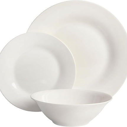 Gibson Home Zen Buffet Round 12 Piece Porcelain Chip and Scratch Resistant Dinnerware Plates and Bowls Set, Scratch & Chip Resistant