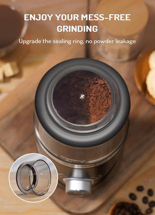 SHARDOR Adjustable Coffee Bean Grinder Electric, Herb/Spice, Espresso Grinder with 1 Removable Stainless Steel Bowl, Matte Black