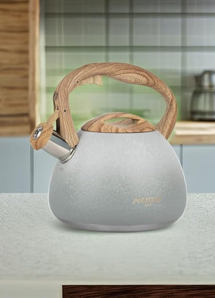 POLIVIAR Tea Kettle, 2.7 Quart Stovetop Tea Kettle, Audible Whistling Teapot with Crackle Finish, Food Grade Stainless Steel for Anti-Rust, Anti Hot Handle, Suitable for All Heat Sources (JX2023-LYW)