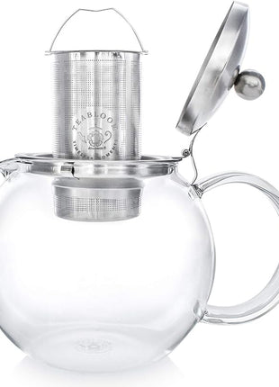 Teabloom All-in-One Glass Teapot and Tea Kettle – Heatproof Borosilicate Glass Tea Maker with Removable Stainless Steel Loose Tea Infuser – Classica Stovetop Tea Pot (40 oz / 1200 ml)